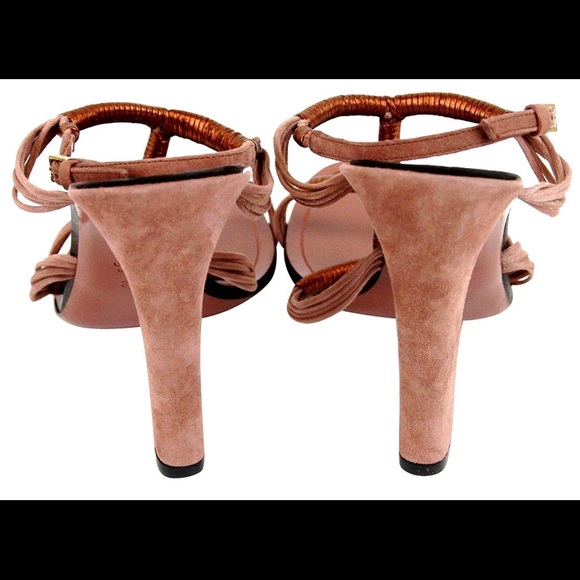 New Authentic Gucci Metallic Leather/Suede Sandal - Picture 2 of 7